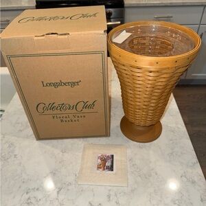 Longaberger Woven Vase Basket with Tan Accents